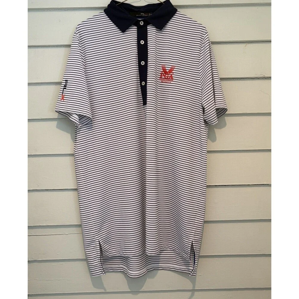 RLX Ralph Lauren Polo Shirt Mens Large* Striped 2014 PGA Championship Valhalla